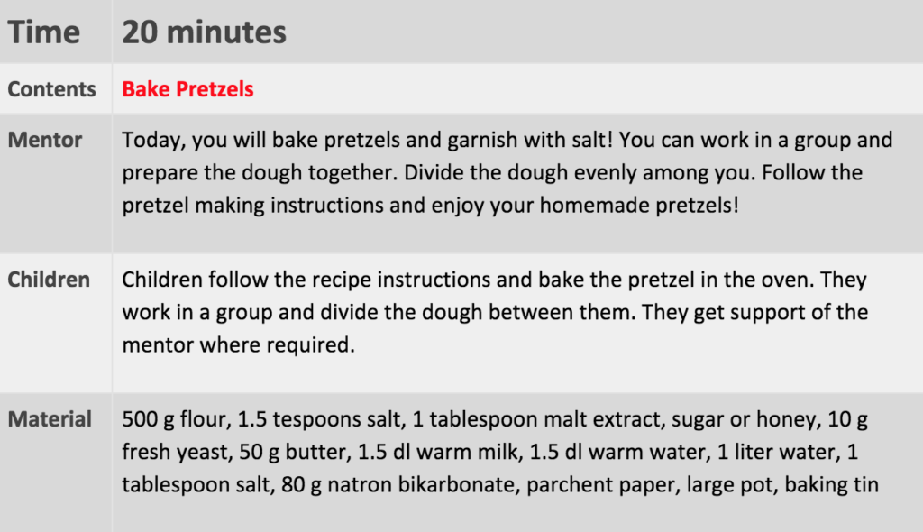 Bake a Pretzel Intruction